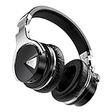 Noise Cancelling Kopfhörer, Over Ear Kabellose Bluetooth 5.0 Kopfhoerer, Leichtes Headset, 30 Stunden Spielzeit, Ergonomische Kunstleder-Ohrpolster für Drinnen sowie Draußen (Schwarz)